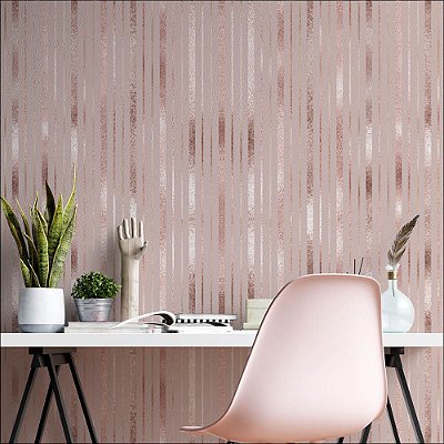 Papel de Parede Linhas Rose Gold