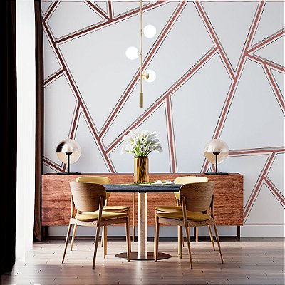 Papel de Parede Linhas em Formas Rose Gold