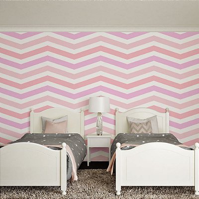 Papel de Parede Chevron Tons de rosa