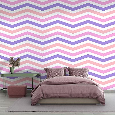 Papel de Parede Chevron Rosa e Violeta