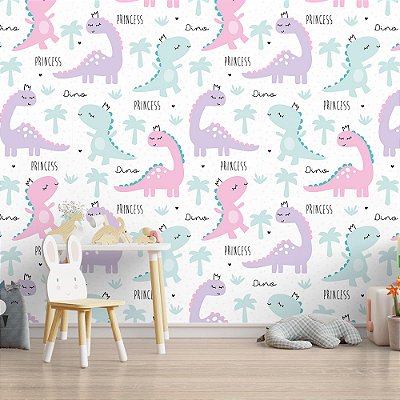 Papel de Parede Dinossauros Rosas