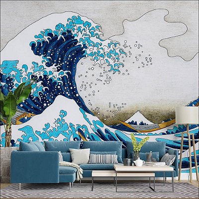 Papel de Parede Adesivo a grande onda Kanagawa Katsushika Hokusai