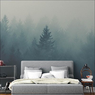 Papel de Parede Painel Fotográfico Floresta coberta com Neblina