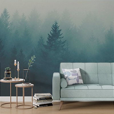 Papel de Parede Painel Fotográfico Floresta coberta com Neblina
