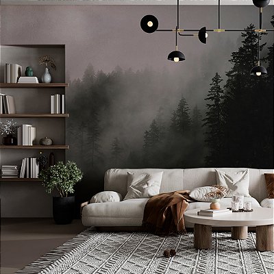 Papel de Parede Painel Fotográfico Floresta coberta com Neblina