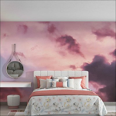 Papel de Parede Painel Fotográfico Nuvens Rosas