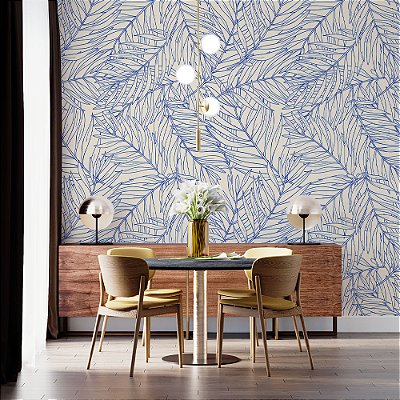 Papel de Parede Floral Azul