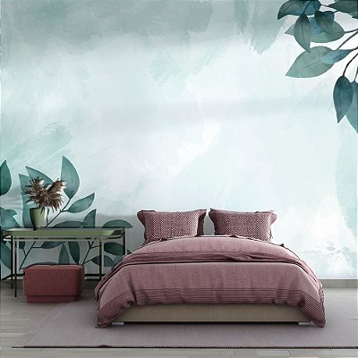 Papel de Parede Painel Fotográfico Aquarela Floral Verde