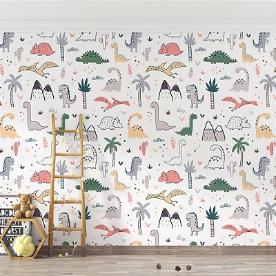 Papel de Parede Dinossauros Coloridos