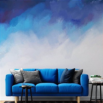 Papel de Parede Aquarelado degradê azul e cinza