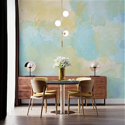 Papel de Parede Aquarela azul e amarelo