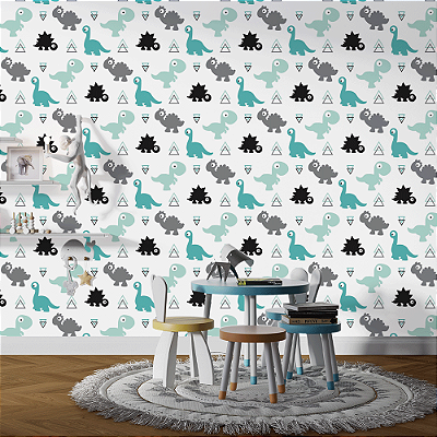 Papel de Parede Dinossauros Azuis
