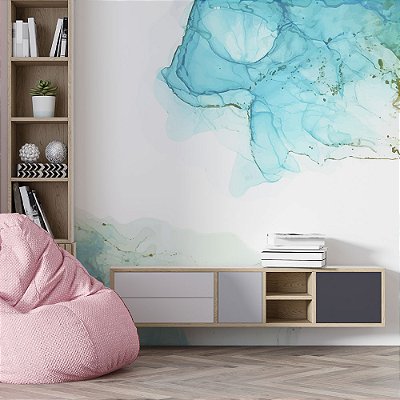 Papel de Parede Painel Fotográfico Aquarela Azul