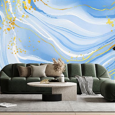 Papel de Parede Mármore Liquido com Dourado