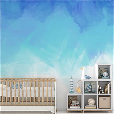 Papel de Parede Adesivo de Aquarela Azul