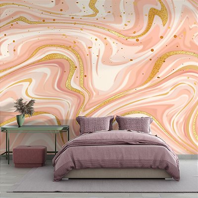 Papel de Parede Mármore Liquido com Dourado