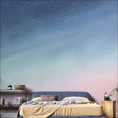 Papel de Parede Aquarela Azul e Rosa