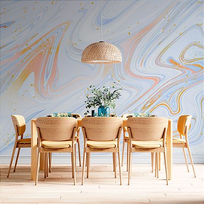 Papel de Parede Mármore Líquido Azul