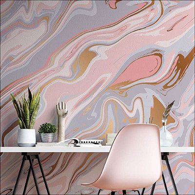 Papel de Parede Mármore Liquido Rosa