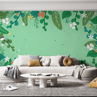Papel de Parede Floral Verde