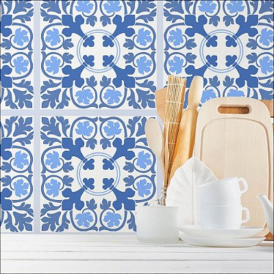 Papel de Parede Azulejo Azul