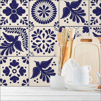 Papel de Parede Azulejo Azul Escuro