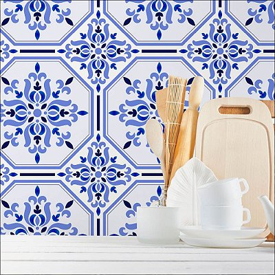 Papel de Parede Azulejo Azul