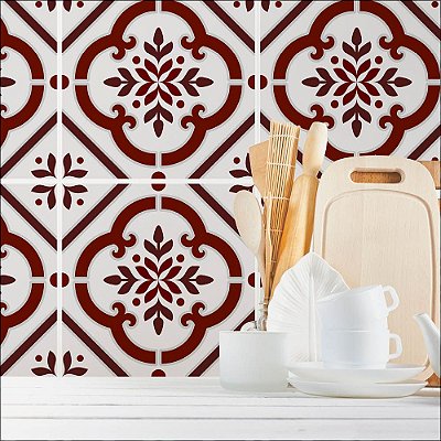 Papel de Parede Azulejo Vermelho