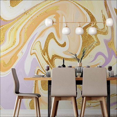 Papel de Parede Mármore Liquido Ouro