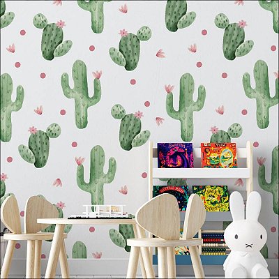 Papel de Parede Aquarela Cactus