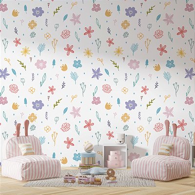 Papel de Parede Diversas Flores Coloridas