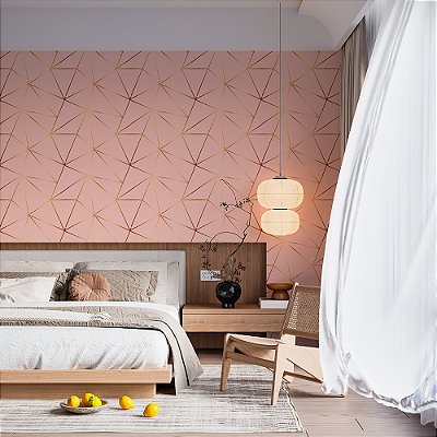 Papel de Parede Zara Ouro fundo Rosa