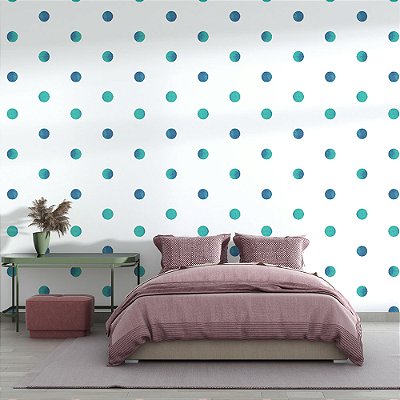 Papel de Parede Poá Aquarela Azul