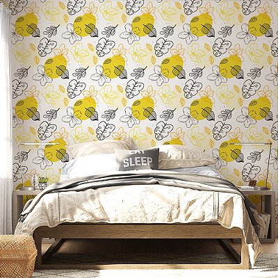 Papel de Parede Floral Amarelo