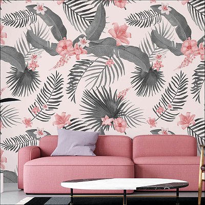 Papel de Parede Floral Rosa