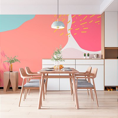 Papel de Parede Formas Abstratas em tons Pasteis