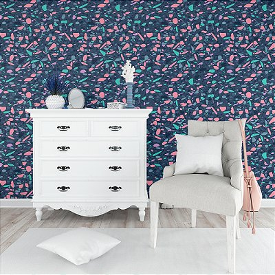 Papel de Parede Granelite Rosa e Azul Claro