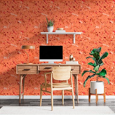 Papel de Parede Granelite Laranja e Vermelho