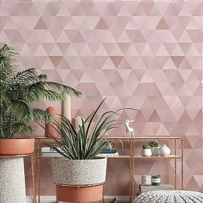 Papel de Parede Triângulos em tons de rose gold