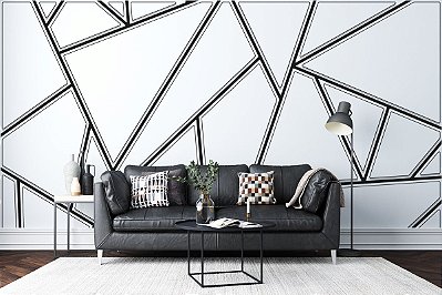 Papel de Parede Geométrico Zara Moderno Abstrato Preto