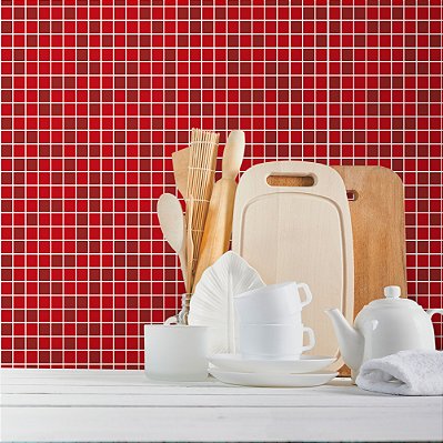 Papel de Parede Pastilhas Vermelho