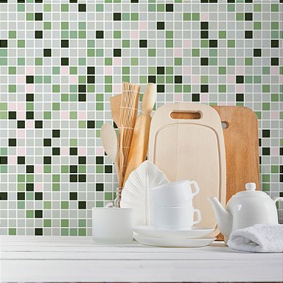 Papel de Parede Pastilhas Tons de Verde