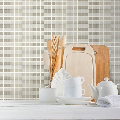 Papel de Parede Pastilhas Tons de Bege