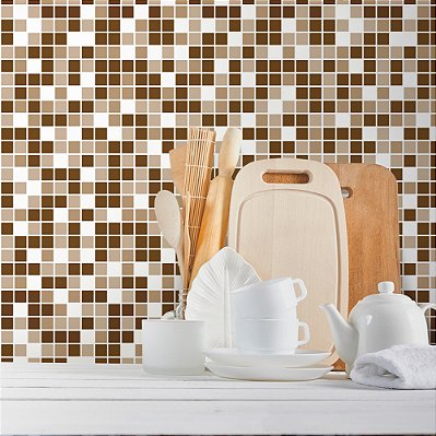 Papel de Parede Pastilhas Tons de Marrom