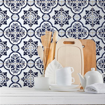 Papel de Parede Azulejo Azul