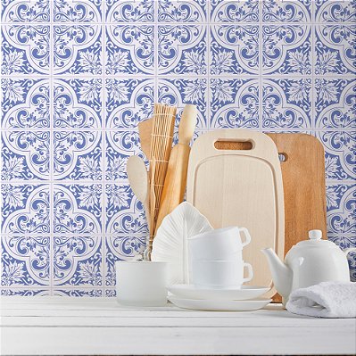 Papel de Parede Azulejo Azul