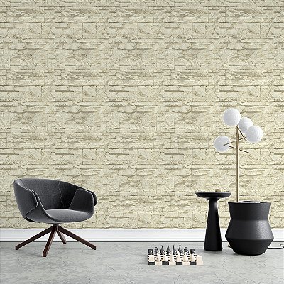 Papel de Parede de Tijolinhos em tons de Bege Claro