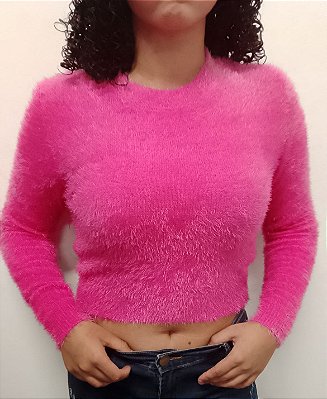 Blusa cropedd de pelinho
