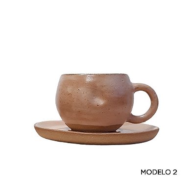 Xícara com alça e pires rosa - 180 ml