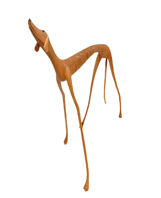 Escultura de Madeira Cachorra Baleia em pé.